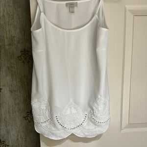 Never worn White Embroidered Tank Top by LOFT